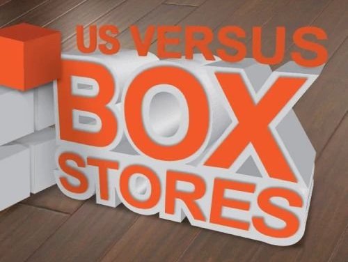 Us Vs Box Stores graphic from Snyder Floorcovering in Bossier City